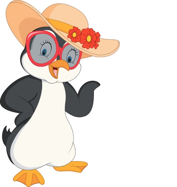 pingüino de dibujos animados que usa paja de verano - Stockphoto #24939560  | Agencia de stock PantherMedia
