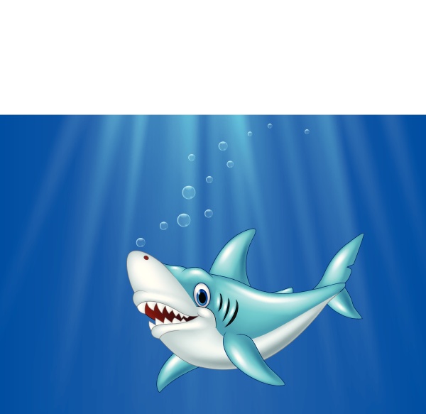 tiburon de dibujos animados nadando en