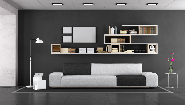 sala de estar moderna en blanco