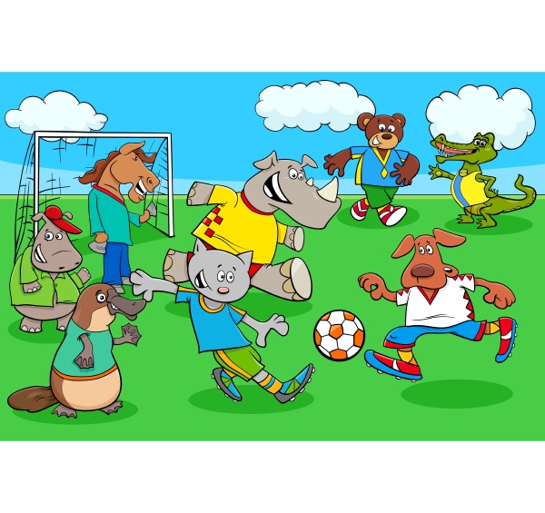 jugadores de fútbol de animales de dibujos animados - Foto de archivo  #25921301 | Agencia de stock PantherMedia