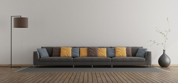 salon minimalista con sofa grande