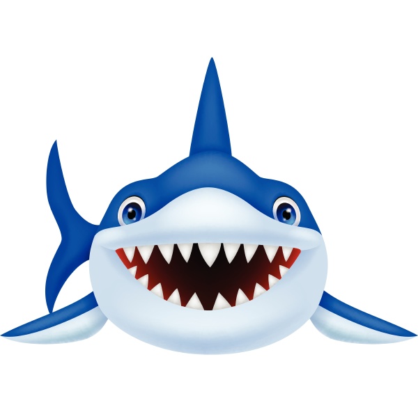 dibujos animados de tiburones sonrientes