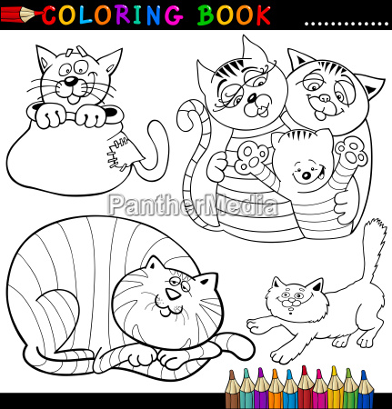 Gatos de dibujos animados para colorear Libro o página - Foto de archivo  #7878001 | Agencia de stock PantherMedia