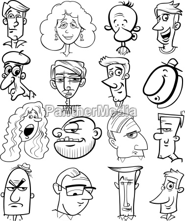 personajes de dibujos animados personas caras - Foto de archivo #14066801 |  Agencia de stock PantherMedia