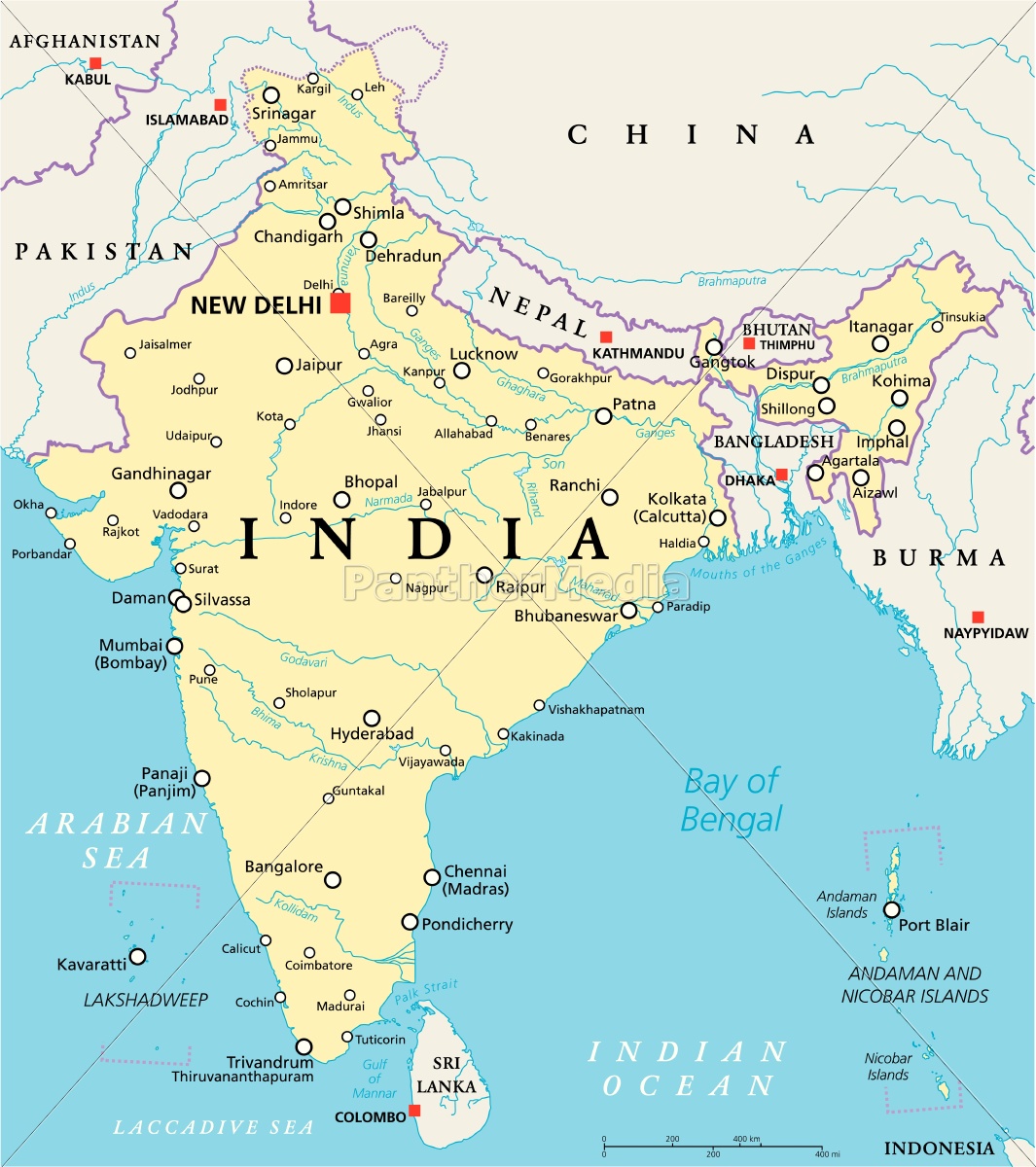 mapa político de la india - Stockphoto - #14599689 | Agencia de stock PantherMedia