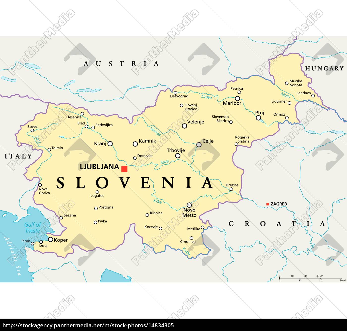 eslovenia mapa politico Mapa Politico De Eslovenia Foto De Archivo 14834305 Agencia De Stock Panthermedia eslovenia mapa politico