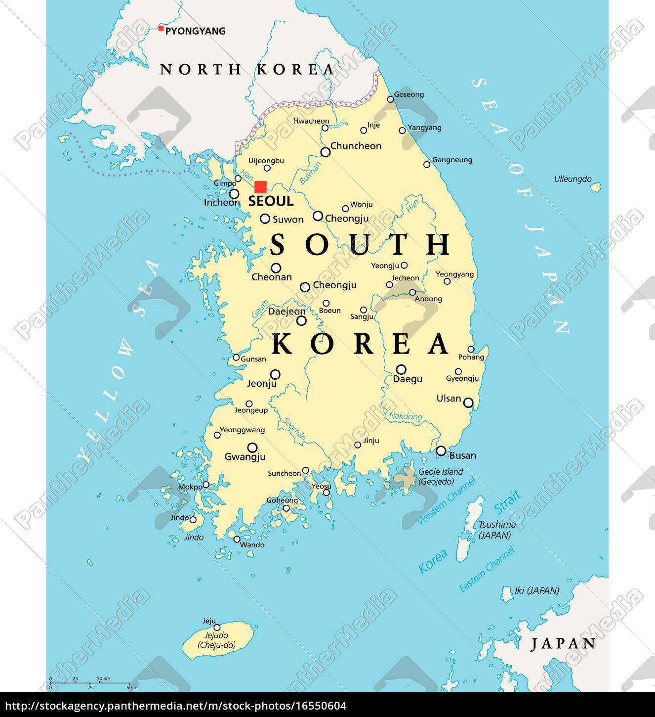 mapa político de corea del sur - Stockphoto - #16550604 | Agencia de