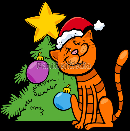 gato con dibujos animados árbol de Navidad - Foto de archivo #22643285 |  Agencia de stock PantherMedia