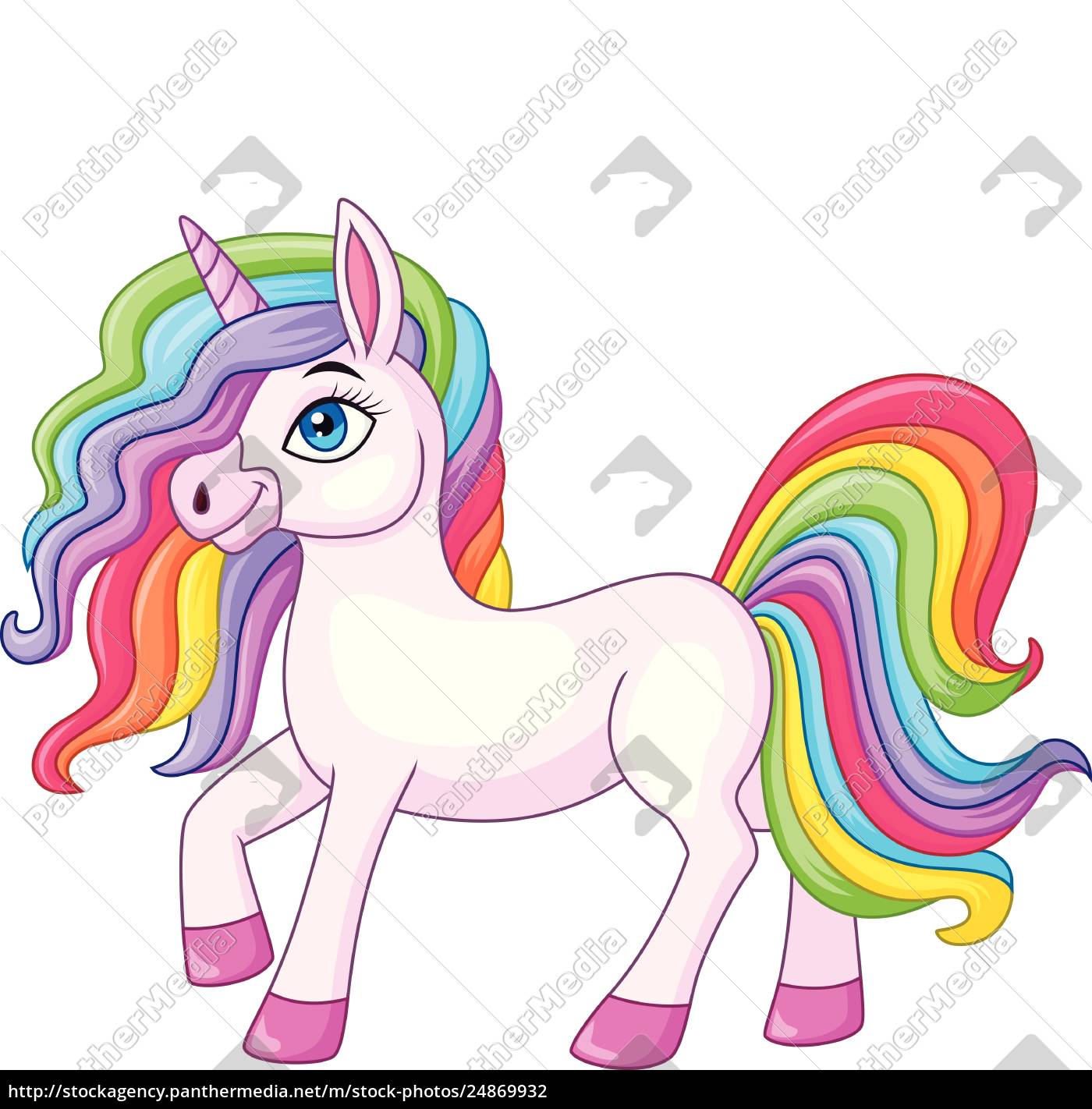 Unicornio Arco Iris De Dibujos Animados Aislado Sobre Stockphoto Agencia De Stock Panthermedia