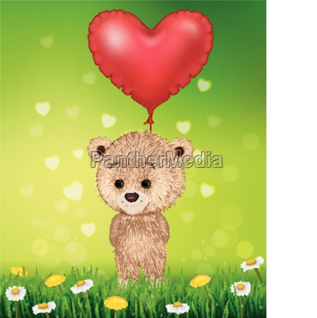 Dibujos animados pequeño oso sosteniendo globo de - Stockphoto #24895858 |  Agencia de stock PantherMedia