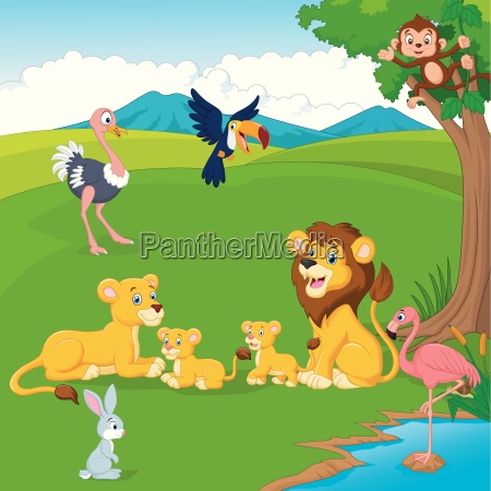 Familia de leones de dibujos animados en la selva - Stockphoto #24928028 |  Agencia de stock PantherMedia