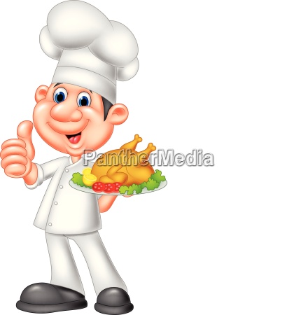 Chef de dibujos animados con pollo asado - Stockphoto #24938510 | Agencia  de stock PantherMedia