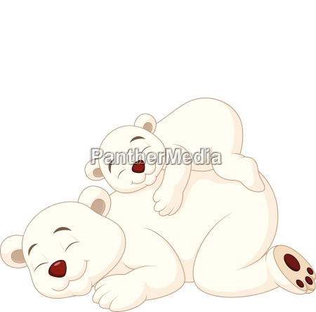 Madre de dibujos animados y oso polar bebé durmiendo - Stockphoto #24939078  | Agencia de stock PantherMedia