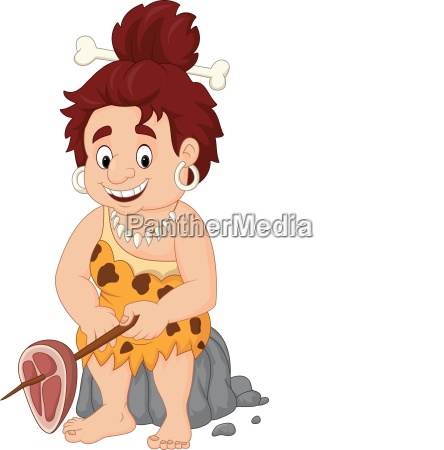 Cavernícola mujer de dibujos animados sosteniendo - Stockphoto #25728525 |  Agencia de stock PantherMedia