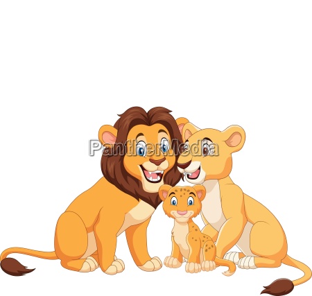 Familia de leones de dibujos animados aislada sobre - Foto de archivo  #25729169 | Agencia de stock PantherMedia