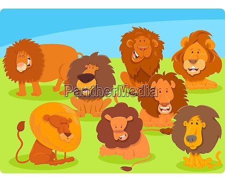 dibujos animados leones animales personajes grupo - Foto de archivo  #27039109 | Agencia de stock PantherMedia