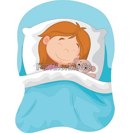 Chica de dibujos animados durmiendo con oso de peluche - Stockphoto  #27659484 | Agencia de stock PantherMedia