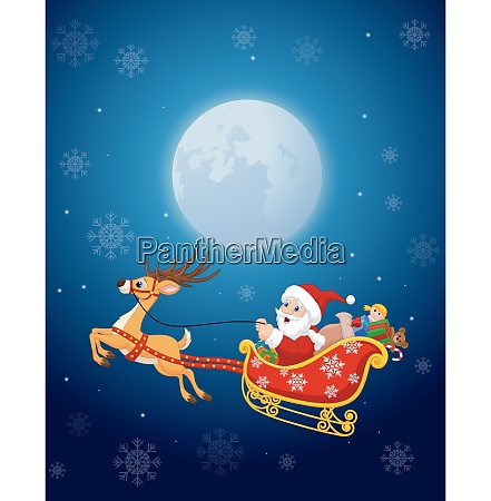 Dibujos animados divertidos de Santa en su trineo de - Stockphoto #27659454  | Agencia de stock PantherMedia