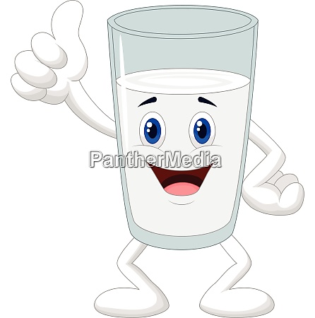 Vaso de dibujos animados de leche dando pulgar hacia - Foto de archivo  #27723095 | Agencia de stock PantherMedia