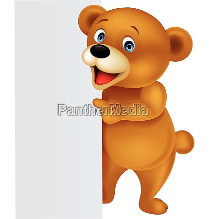 Divertido oso dibujos animados con signo en blanco - Stockphoto #28007248 |  Agencia de stock PantherMedia