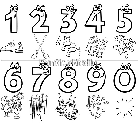 números de dibujos animados conjunto de dibujos - Foto de archivo #28438657  | Agencia de stock PantherMedia